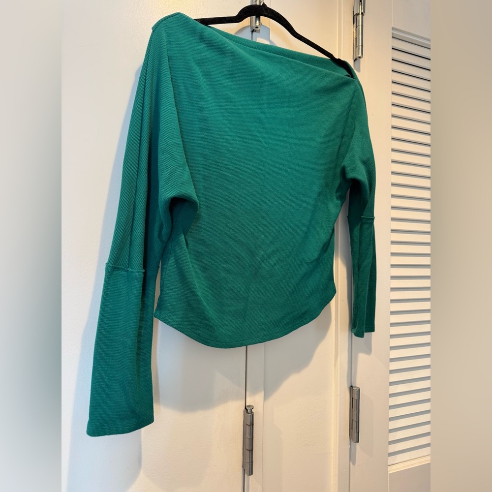 We The Free Free People Teal Long Sleeve Top